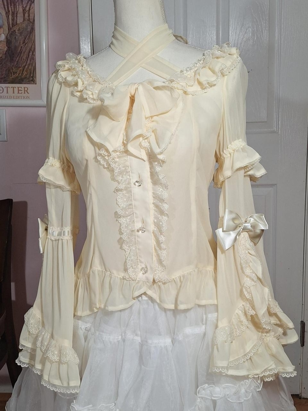 🤍 Baby, the Stars Shine Bright Ivory Blouse with Detachable Princess Sleeves 🎀
